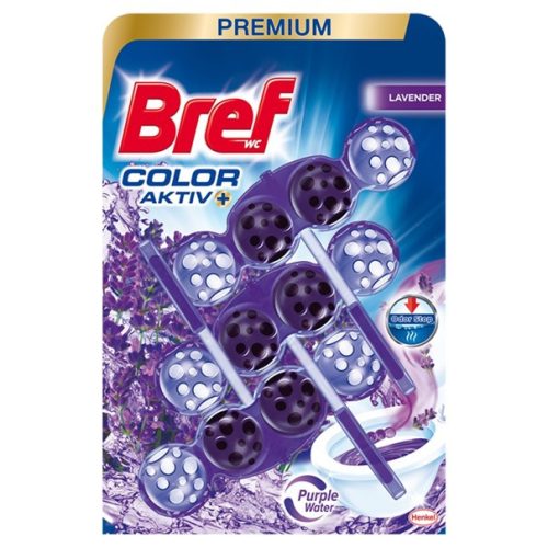 3 db-os Bref Color Aktiv+ WC tisztító golyós Levendula (3 x 50 g)