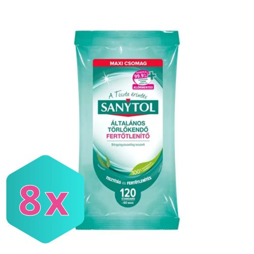 Sanytol fertőtlenítő tisztító kendő 120db/csg KARTON - 8 csg