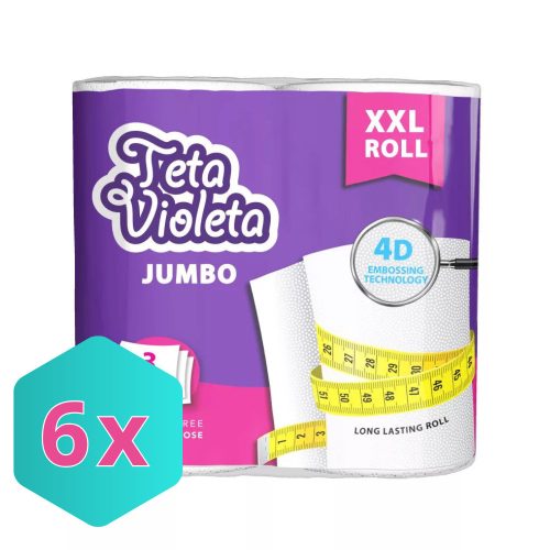VIOLETA háztartási papírtörlő JUMBO XXL prémium, 3 rétegű, 2 tekercs KARTON - 6 db