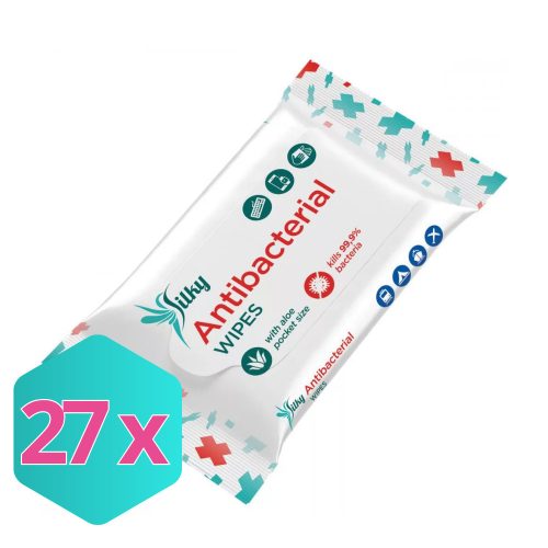 Silky Nedves törlőkendő, antibakteriális 10 darabos KARTON - 27 db