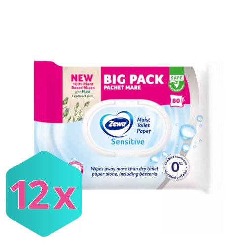 Zewa nedves toalettpapír Bigpack 80db/csg, Sensitive KARTON - 12 db