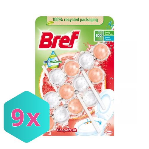 Bref Pro Nature WC tisztító, golyós Mega Pack, 3DB-os 3X50g GRAPEFRUIT KARTON - 9 db