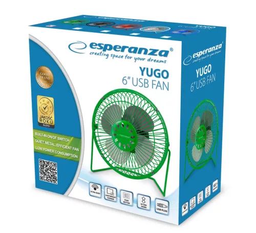 Esperanza Yugo asztali USB ventilátor, 6 col, zöld