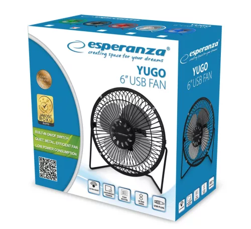 Esperanza YUGO 6" asztali USB ventilátor fekete (EA149K)