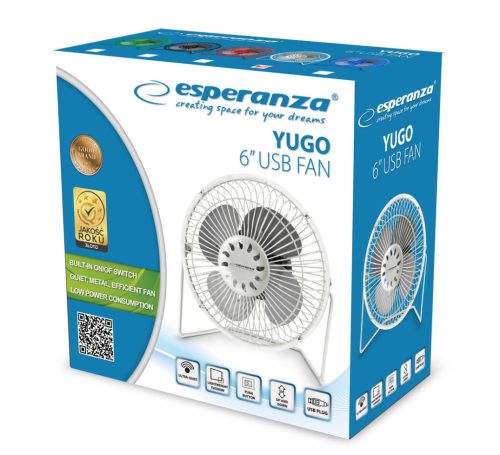 Esperanza YUGO 6" asztali USB ventilátor fehér(EA149W)