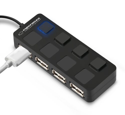 Esperanza 4-portos USB 2.0 HUB kapcsolóval