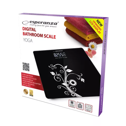 Esperanza Yoga fürdőszobai mérleg fekete (EBS003)