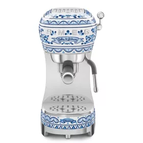   Smeg karos espresso kávéfőző tejhabosítóval, 50-es évek design (mediterraneo) ECF02DGBEU