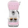 SMEG ECF02 ESPRESSO KÁVÉFŐZŐ, retro, tejhabosítóval, rózsaszín