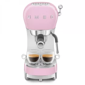   SMEG ECF02 ESPRESSO KÁVÉFŐZŐ, retro, tejhabosítóval, rózsaszín