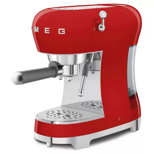 Smeg karos kávéfőző tejhabosítóval 50-es évek design (piros) ECF02RDEU