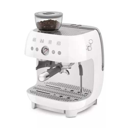Smeg darálós karos Espresso kávéfőző 50-es évek design (fehér) EGF03WHEU