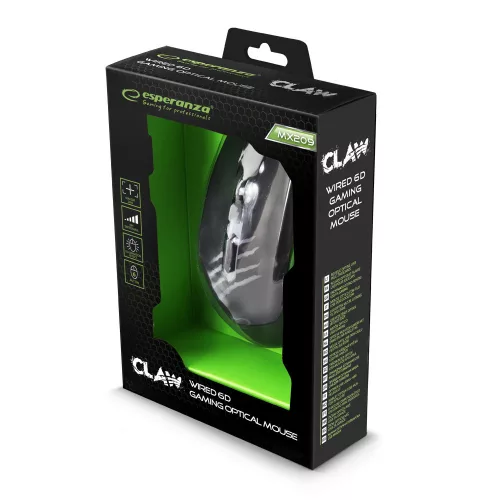 Esperanza MX209 CLAW optikai Gaming egér fekete-zöld (EGM209G)