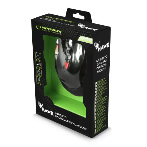 Esperanza MX401 HAWK optikai egér fekete-piros USB (EGM401KR)