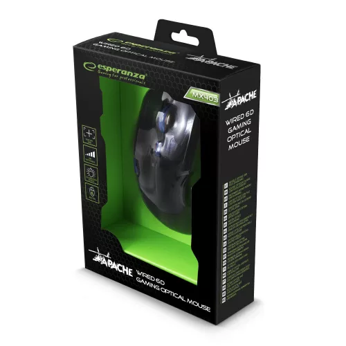 Esperanza MX403 APACHE optikai egér fekete-kék USB (EGM403B)