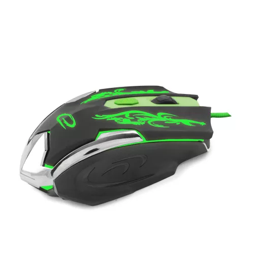 Esperanza MX405 Cyborg USB vezetékes Gamer egér, fekete-zöld