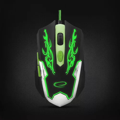 Esperanza MX405 Cyborg USB vezetékes Gamer egér, fekete-zöld