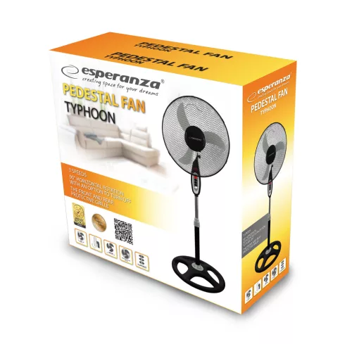 ESPERANZA PEDESTAL COOLING FAN 16 INCH TYPHOON BLACK-GRAY