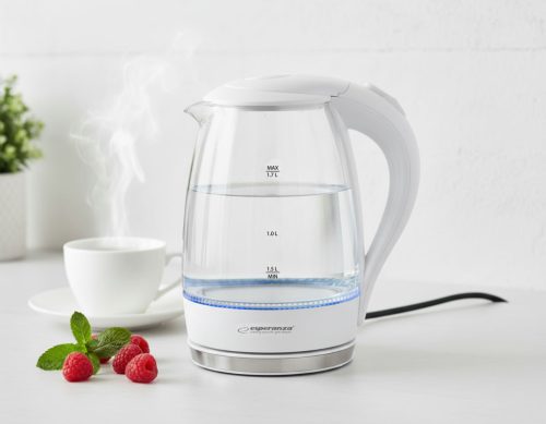 ESPERANZA ELEKTROMOS VÍZFORRALÓ SALTO ANGEL 1.7 L ÜVEG FEHÉR LED VILÁGÍTÁSSAL