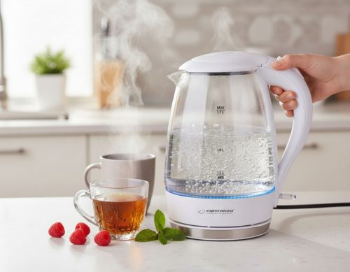 ESPERANZA ELEKTROMOS VÍZFORRALÓ SALTO ANGEL 1.7 L ÜVEG FEHÉR LED VILÁGÍTÁSSAL