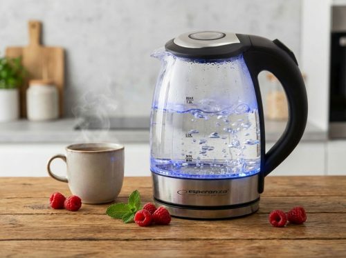 Esperanza Yosemite elektromos vízforraló 1.7 liter, led világítással, fekete-ezüst