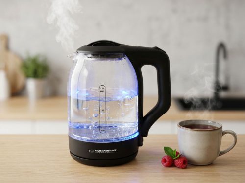 ESPERANZA ELEKTROMOS VÍZFORRALÓ YUKON 1,7 L ÜVEG FEKETE LED VILÁGÍTÁSSAL