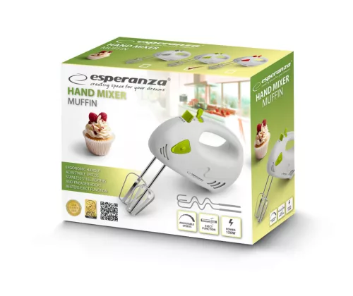 Esperanza Muffin kézimixer fehér-zöld (EKM007G)