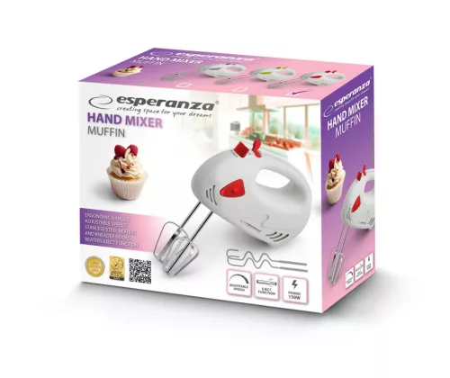 Esperanza Muffin kézimixer fehér-piros (EKM007R)