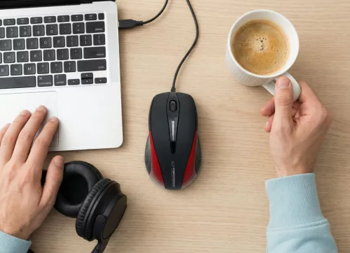 ESPERANZA SIRIUS 3D VEZETÉKES OPTIKAI EGÉR USB FEKETE/PIROS