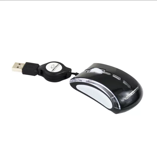 ESPERANZA CELANEO 3D VEZETÉKES OPTIKAI EGÉR USB BEHÚZHATÓ KÁBELLEL FEKETE