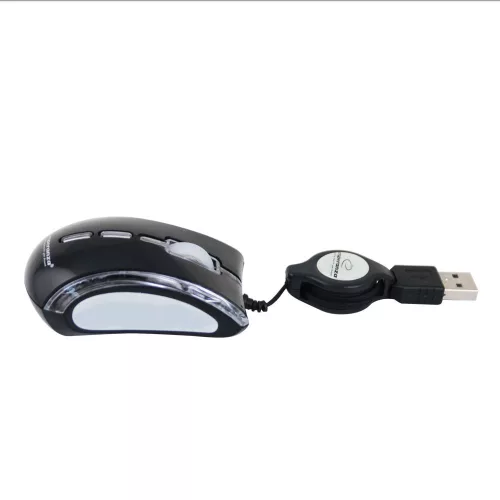 ESPERANZA CELANEO 3D VEZETÉKES OPTIKAI EGÉR USB BEHÚZHATÓ KÁBELLEL FEKETE