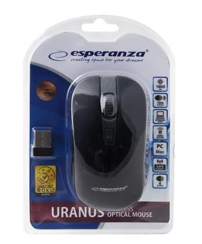 Esperanza EM126EK Uranus vezeték nélküli optikai egér fekete-szürke