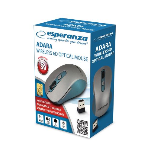 Esperanza vezeték nélküli 2.4GHz optikai egér 6D USB ADARA kék EM131B