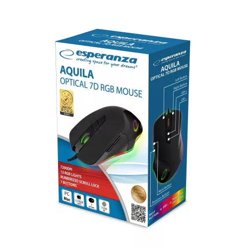 Esperanza vezetékes optikai RGB egér AQUILA EM132