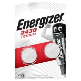   CR2430 lítium gombelem, 3 V, 290 mA, 2 db, Energizer BR2430, DL2430, ECR2430, KCR2430, KL2430, KECR2430, LM2430