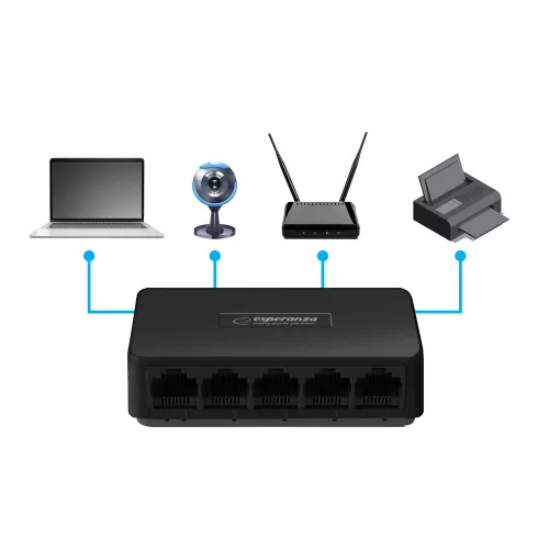 Esperanza 5 portos ethernet kapcsoló  10/100/1000 ONYX