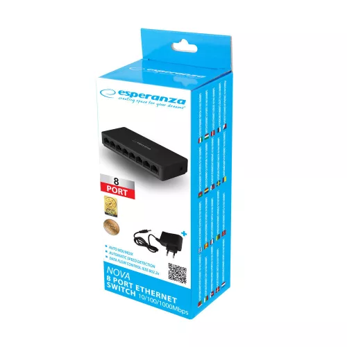 Esperanza 8 portos ethernet kapcsoló 10/100/1000 NOVA