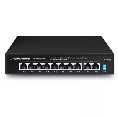 Esperanza 8 poe + 2 uplink port ethernet kapcsoló 10/100 SPOTTER