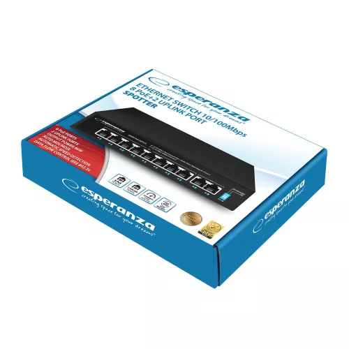 Esperanza 8 poe + 2 uplink port ethernet kapcsoló 10/100 SPOTTER