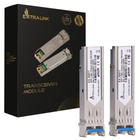   Extralink SFP 1.25G 2-Pack | SFP Module | 1,25Gbps, LC/UPC, 1310nm, 20km, single mode, DOM (Dedicated to HP/Aruba)