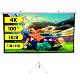  EXTRALINK PROJECTION SCREEN 100" 16:9, 220x125CM WHITE PVC, SEMI-AUTO ROLLER, WITH STAND, PSR-100