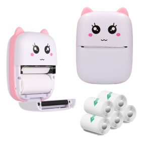   Extralink Set | EPP-001 Pink thermal printer + Self-adhesive thermal paper 5 rolls |