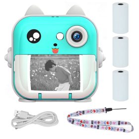   Extralink EPP-004 Blue | Mini thermal printer with camera | 3 rolls of thermal paper, 2.5" LCD screen, Bluetooth, USB-C, 1000 mAh