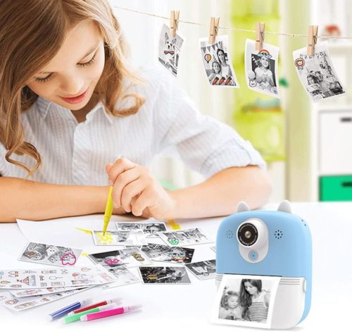 Extralink EPP-004 Blue | Mini thermal printer with camera | 3 rolls of thermal paper, 2.5" LCD screen, Bluetooth, USB-C, 1000 mAh