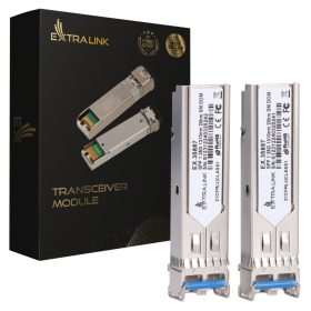  Extralink SFP 1.25G 2-pack | SFP Module | 1,25Gbps, LC/UPC, 1310nm, 20km, single mode, DOM