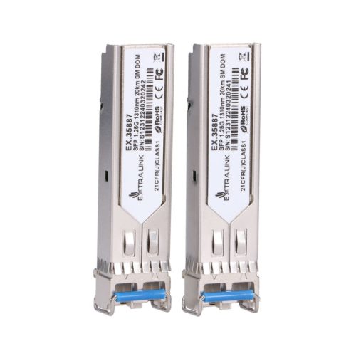 Extralink SFP 1.25G 2-pack | SFP Module | 1,25Gbps, LC/UPC, 1310nm, 20km, single mode, DOM