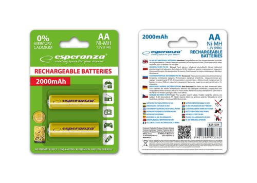 ESPERANZA RECHARGEABLE BATTERIES Ni-MH AA 2000MAH 2PCS. YELLOW