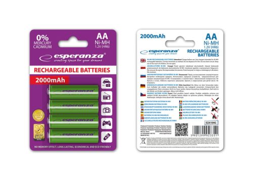 ESPERANZA RECHARGEABLE BATTERIES Ni-MH AA 2000MAH 4PCS. GREEN