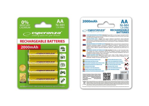 ESPERANZA RECHARGEABLE BATTERIES Ni-MH AA 2000MAH 4PCS. YELLOW