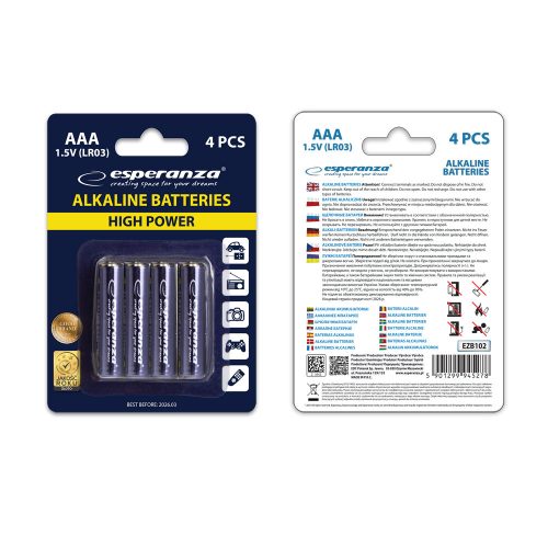 ESPERANZA ALKALINE BATTERIES AAA 4PCS. BLISTER